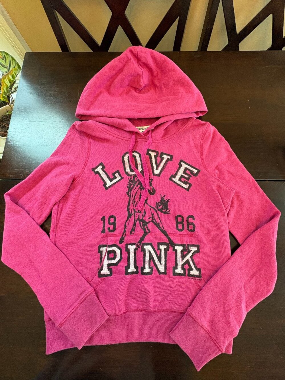 Y2k Victoria's Secret RARE LOVE PINK Horse Graphic Hoodie Sweatshirt Small